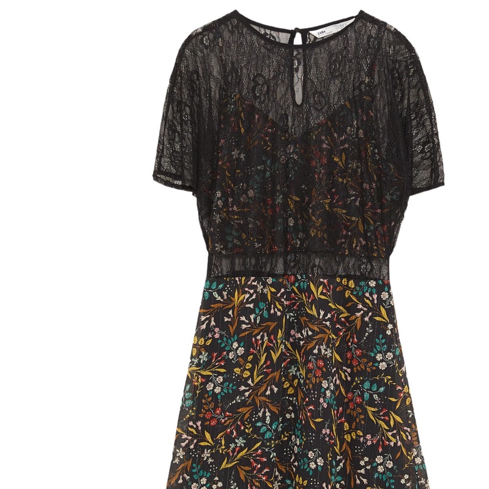 Zara Black Floral Midi Dress